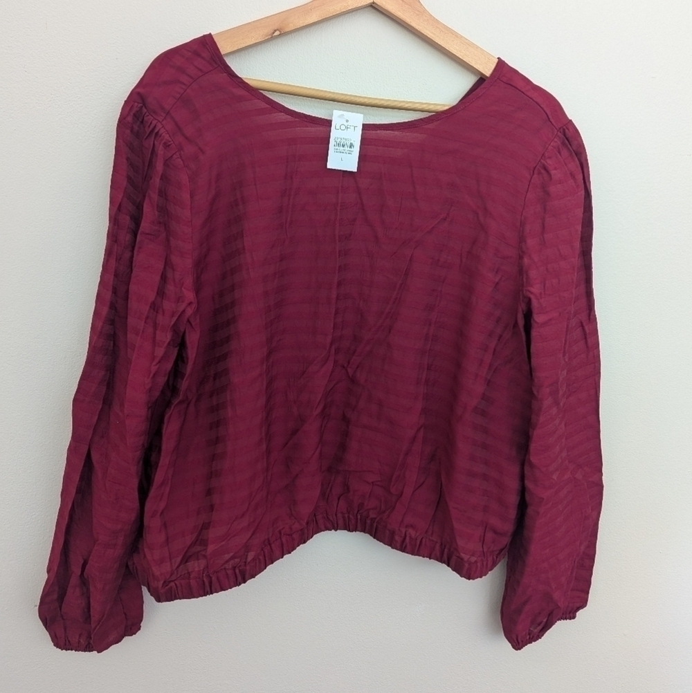 New Loft Womens Top Size Large Red Shirt Blouse Long Sleeve